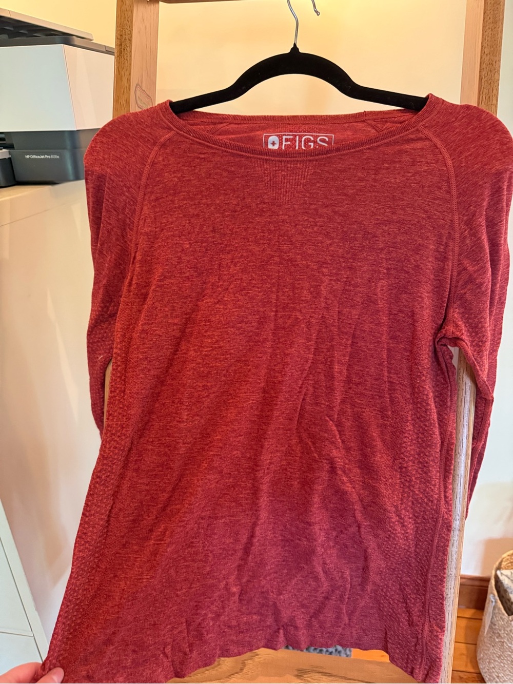 Figs Women's Long Sleeve Top - Cabernet Heather